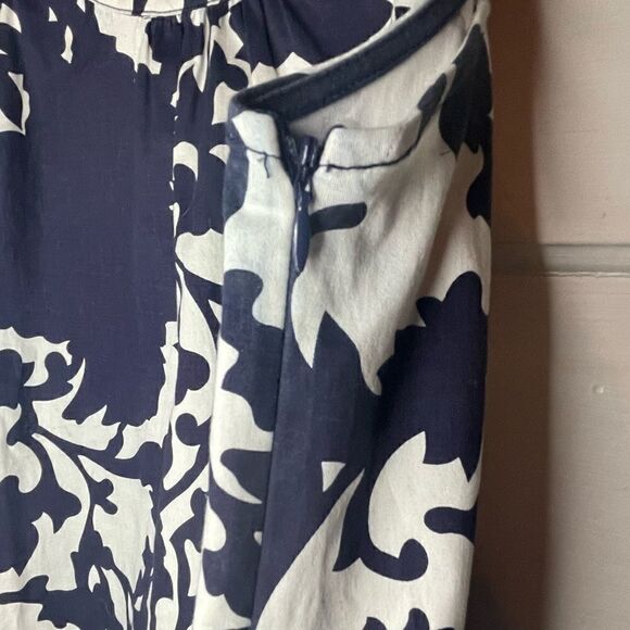 Francesca’s Collections Navy & White Print Halter Dress w Side Zip - Picture 7 of 10